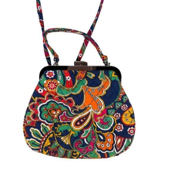 Vera Bradley Cotton Carson Mini Shoulder Bag With Vibrant Floral Paisley Pattern - Picture 4 of 12